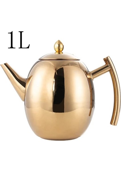 Altın 1l Yüksek Kaliteli Paslanmaz Çelik Çay Potu Cezve Filtresi ile Otel Restoran Indüksiyon Ocak Çay Su Isıtıcısı Su Potu 1l/1.5l (Yurt Dışından)