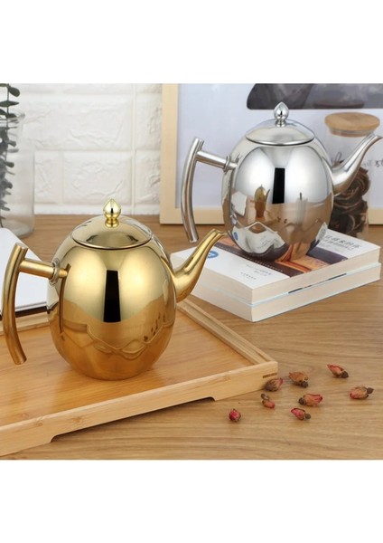 Altın 1l Yüksek Kaliteli Paslanmaz Çelik Çay Potu Cezve Filtresi ile Otel Restoran Indüksiyon Ocak Çay Su Isıtıcısı Su Potu 1l/1.5l (Yurt Dışından) fiyatları