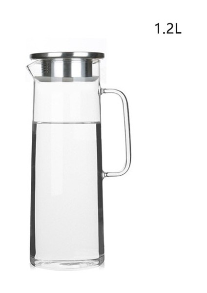 1.2l 1.5l Cam Su Potu Soğuk Su Şişesi Saplı Su Isıtıcısı Şeffaf Isıya Dayanıklı Meyve Suyu Demlik Sürahi Su Sürahisi Su Isıtıcısı (Yurt Dışından)