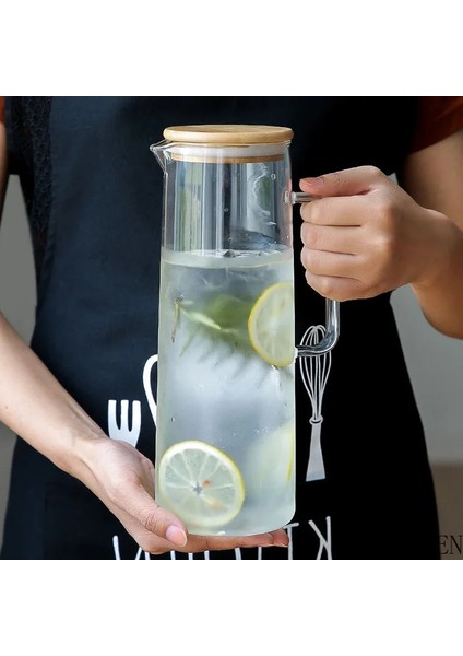 1.2l 1.5l Cam Su Potu Soğuk Su Şişesi Saplı Su Isıtıcısı Şeffaf Isıya Dayanıklı Meyve Suyu Demlik Sürahi Su Sürahisi Su Isıtıcısı (Yurt Dışından)