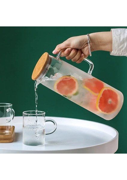 1.2l 1.5l Cam Su Potu Soğuk Su Şişesi Saplı Su Isıtıcısı Şeffaf Isıya Dayanıklı Meyve Suyu Demlik Sürahi Su Sürahisi Su Isıtıcısı (Yurt Dışından)