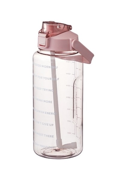 B Pembe 2000 ml 2 Litre Su Şişesi Motivasyon Içme Şişesi Zaman Işaretleyici Çıkartmalar ile Spor Su Şişesi Taşınabilir Yeniden Kullanılabilir Plastik Bardaklar (Yurt Dışından)