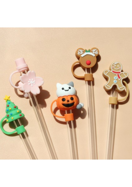 Pembe Çilek Yeni Yaratıcı Hasır Kapak Ccartoon Tarzı Saman Bardak Aksesuarları Oyuncaklar Toz Geçirmez Anti-Sıçrama Içme Aksesuarları (Yurt Dışından)