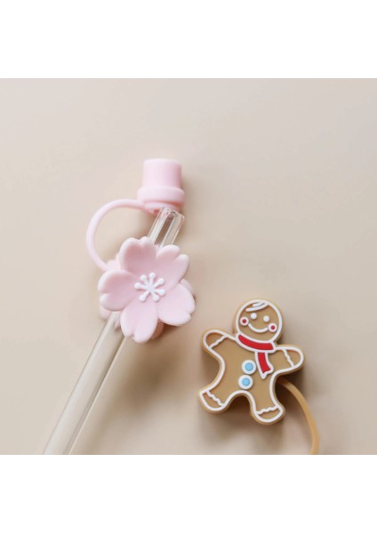 Pembe Çilek Yeni Yaratıcı Hasır Kapak Ccartoon Tarzı Saman Bardak Aksesuarları Oyuncaklar Toz Geçirmez Anti-Sıçrama Içme Aksesuarları (Yurt Dışından) fırsatları