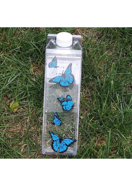 Mavi Kelebek 1.0l Mutfağım 500 ml Bpa Ücretsiz Süt Spor Su Şişesi Su Isıtıcısı Benim Sevimli Karikatür Yaratıcı Açık Plastik Taze Gourde Şişeler Drinkware (Yurt Dışından)