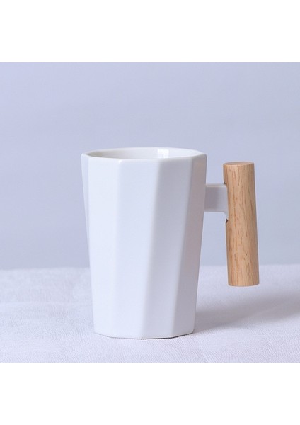 17 301-400 ml Iskandinav Ahşap Saplı Seramik Porselen Kupa Kahve Fincanları Edebi Su Çay Bardağı Süt Kupa Kahve Fincanı Drinkware Coffeeware Teaware (Yurt Dışından)