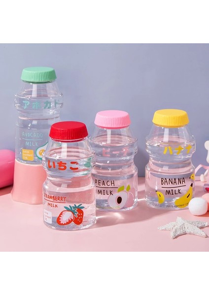 Mat 0.45L 450 ml Yoğurt Plastik Sevimli Su Şişesi Askıları ile Karton Kawaii Tur Meyve Içme Yakult Şekli Süt Taşınabilir Çocuklar/kız/yetişkin (Yurt Dışından)