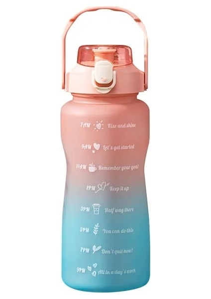 C Stil-Pembe 0.8l 2 Litre Spor Su Şişesi Samanlı Erkek Kadın Spor Su Şişeleri Açık Soğuk Su Bottlesc Zaman Işaretleyicili Drinkware (Yurt Dışından)
