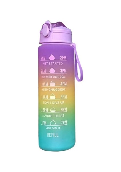 Mor B 900 ml Su Şişesi Taşınabilir Spor Su Şişesi Motivasyon Içme Şişesi Soğuk Su Bardağı Açık Hava Fitness Sporu Için Zaman Işaretleyici ile (Yurt Dışından)