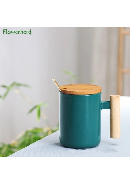 17 301-400 ml Iskandinav Ahşap Saplı Seramik Porselen Kupa Kahve Fincanları Edebi Su Çay Bardağı Süt Kupa Kahve Fincanı Drinkware Coffeeware Teaware (Yurt Dışından)