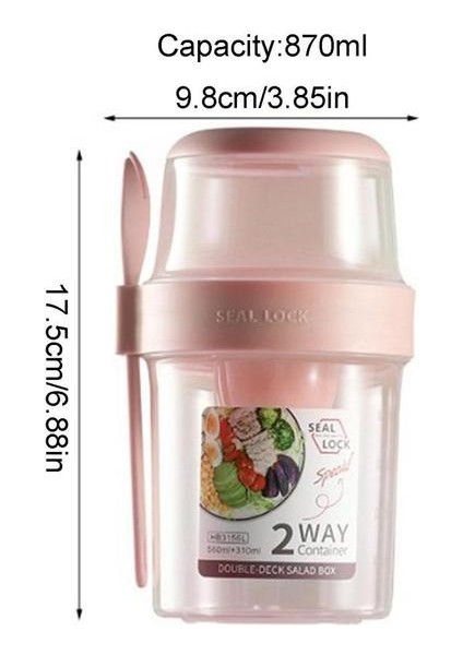 Pembe 870 ml 29/36 Oz Salata Çalkalayıcı Bardak Formda Tutun Salata Yemek Çalkalayıcı Bardak Kapaklı ve Çatallı Tutucu Salata Konteyneri Işçiler Için Işe Gidiş (Yurt Dışından)