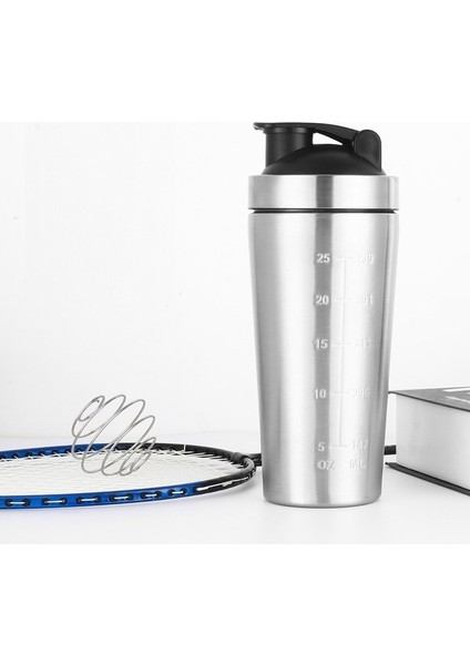 900ML Gümüş 700/900ML Shaker Protein Tozu Paslanmaz Çelik Su Şişesi Spor Salonu Vücut Geliştirme Spor Taşınabilir Shaker Mikser Büyük Kapasiteli Egzersiz (Yurt Dışından)