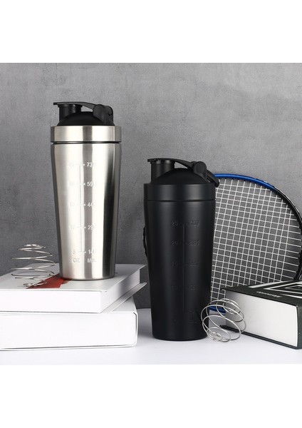 900ML Gümüş 700/900ML Shaker Protein Tozu Paslanmaz Çelik Su Şişesi Spor Salonu Vücut Geliştirme Spor Taşınabilir Shaker Mikser Büyük Kapasiteli Egzersiz (Yurt Dışından) modelleri