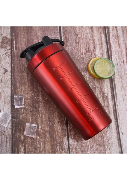 Kırmızı 701-800 ml Protein Shaker Şişesi 304 Paslanmaz Çelik Spor Salonu Shake Su Isıtıcısı Spor Milkshake Mikser Su Şişesi Fitness Için Peynir Altı Suyu Proteini Bpa Içermez (Yurt Dışından)