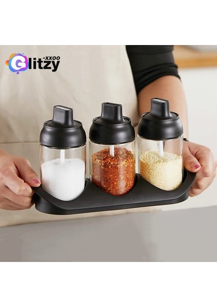 Honeyhead Mutfak Cam Baharat Kavanoz Çıkartmalar Tuz Şeker Tozu Zeytinyağı Biber Baharat Depolama Şişe Kaşık Taban Araçları Aksesuar Seti (Yurt Dışından) fiyatları
