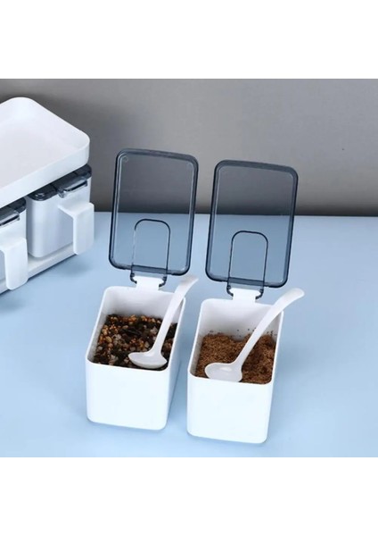 Sarı 4 Kaşıklı Baharat Kutusu Ergonomik Saplı Toz Geçirmez Su Geçirmez Baharat Kabı Tezgah Organizatör Mutfak Gadget (Yurt Dışından) fırsatları