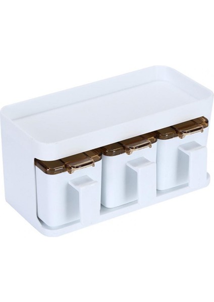 Sarı 4 Kaşıklı Baharat Kutusu Ergonomik Saplı Toz Geçirmez Su Geçirmez Baharat Kabı Tezgah Organizatör Mutfak Gadget (Yurt Dışından) indirimleri