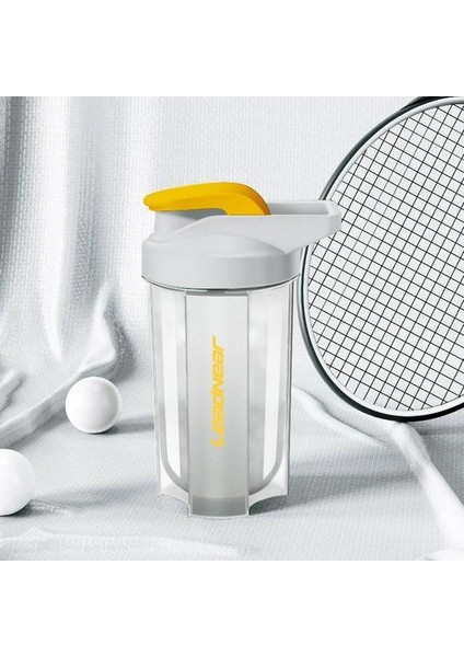 Sarı ve Beyaz 500 ml Taşınabilir Shaker Şişeleri Su Şişesi Protein Tozu Shake Fincan Spor Milk Shake Peynir Altı Suyu Karıştırma Açık Plastik Içecek Bardak Drinkwar (Yurt Dışından)