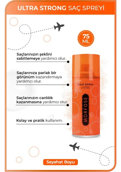 Morfose Saç Spreyi Turuncu Ultra Strong 75 ml Seyahat Boy 2 Adet