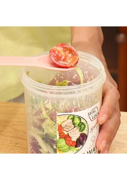 Pembe 1070 ml 29/36 Oz Salata Çalkalayıcı Bardak Formda Tutun Salata Yemek Çalkalayıcı Bardak Kapaklı ve Çatallı Tutucu Salata Konteyneri Işçiler Için Işe Gidiş (Yurt Dışından) indirimleri