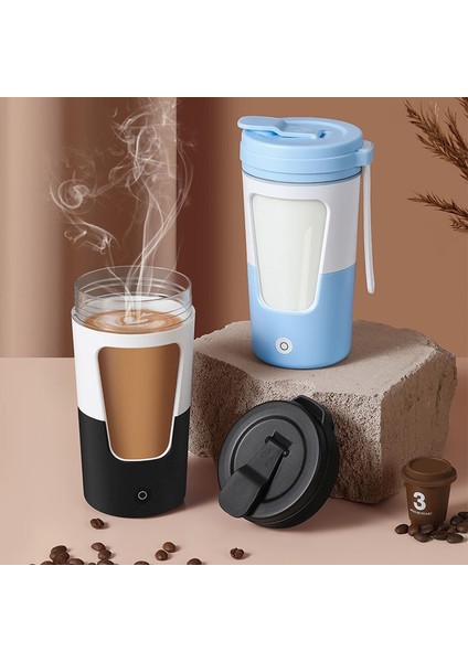 Mavi 430 ml USB Şarj Edilebilir Otomatik Kendini Karıştıran Kupa Paslanmaz Çelik Kahve Süt Çay Karıştırma Fincan Blender Akıllı Mikser Termal Su Şişesi (Yurt Dışından)