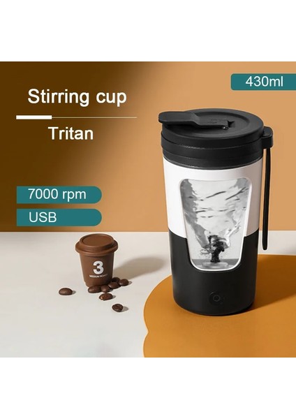 Mavi 430 ml USB Şarj Edilebilir Otomatik Kendini Karıştıran Kupa Paslanmaz Çelik Kahve Süt Çay Karıştırma Fincan Blender Akıllı Mikser Termal Su Şişesi (Yurt Dışından)