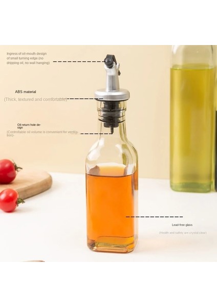 250ML Cam Kare Baharat Şişesi Yağdanlık Sızdırmaz Mutfak Yağı Şişesi Yağ Tenekesi Susam Yağı Soya Sosu Sirke Tenceresi Baharat Şişesi (Yurt Dışından)