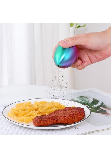 Gümüş Tuz Baharat Biber Çalkalayıcı Paslanmaz Çelik Yumurta Şekilli Çeşni Şişesi Mutfak Alet Metal Tuz Biber Tutucu Baharat (Yurt Dışından)