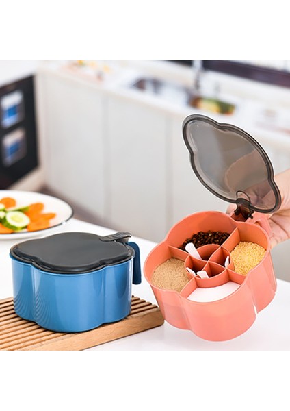 03 1 Pc 4 In 1 Baharat Kutusu Kaşık Baharat Kavanoz Çok Bölmeli Tuz Biber Baharat Kavanozları Çeşni Konteyner Mutfak Aletleri (Yurt Dışından) indirimleri