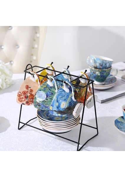 B Tipi Van Gogh Sanat Resim Kahve Fincanı Kupa Çay Kaşıklı Kupalar Tabak Yıldızlı Gece, Ayçiçekleri, Ekici, Süsen Saint-Remy Noel Hediyesi (Yurt Dışından) fırsatları