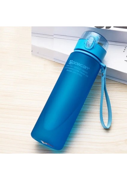 Mat Mavi 400ML 400ML/560ML Su Bardağı Spor Su Şişesi Çift Su Bardağı Plastik Taşınabilir Su Deposu Anti-Damla Açık Halat Su Şişesi (Yurt Dışından)