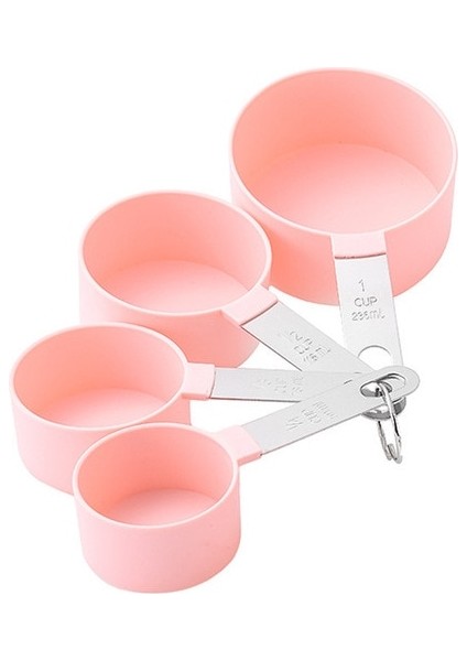 4 Adet Pembe Fincan 4/8 Adet Ölçüm Kaşıkları Çay Kaşığı Şeker Kaşık Kek Pişirme Un Ölçme Bardak Paslanmaz Çelik Saplı Mutfak Ölçme Aletleri (Yurt Dışından)
