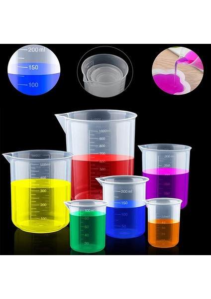 50 ml 10 Adet 10/25/50/100/150/250/500/1000 ml Şeffaf Plastik Mezun Ölçüm Kabı Sıvı Ölçüm Bardak, Mezuniyet Epoksi Reçine Bardak (Yurt Dışından)