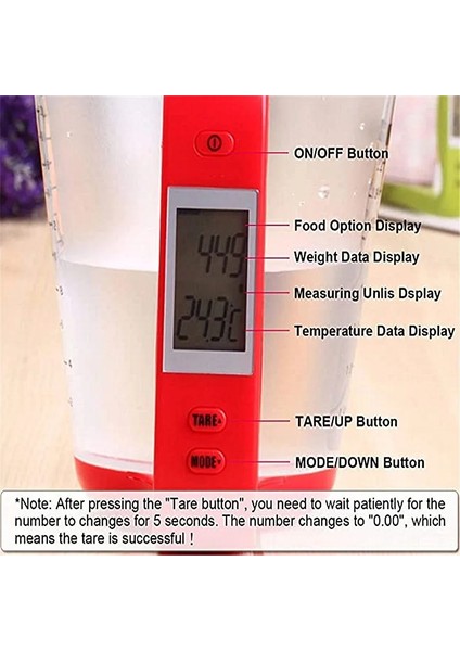 Elektronik Siyah 600ML Büyük Kapasiteli 600ML LCD Ekranlı Sıcaklık Ölçüm Bardakları Mutfak Terazisi Dijital Beher Elektronik Ölçüm Kabı Aracı (Yurt Dışından)