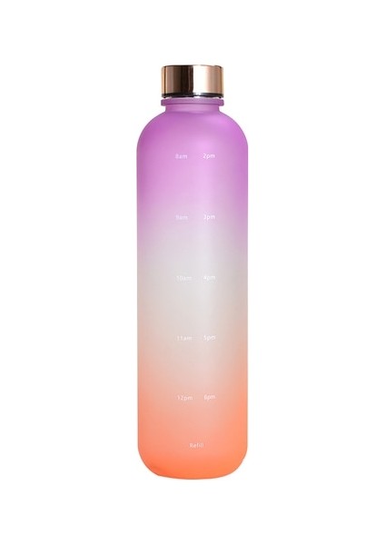 Mor Turuncu 1000 ml 1 Litre Su Şişesi Motivasyon Içme Şişesi Spor Su Şişeleri Zaman Işaretleyici Çıkartmalar ile Taşınabilir Yeniden Kullanılabilir Plastik Bardaklar (Yurt Dışından)