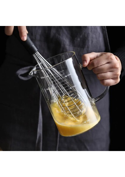1000 ml Şeffaf Cam Ölçüm Kabı Yüksek Borosilikat Ölçekli Açık Ateş Doğrudan Yanan Cam Yumurta Pişirme Kabı Boyutu Kapasitesi (Yurt Dışından)