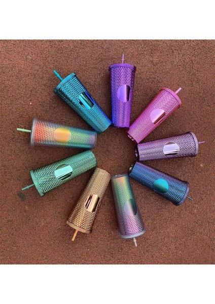 Kaplama Siyah 710ML - No Logo Mat Kaplama Çift Duvar Kendin Yap 700ML 710ML 22OZ 24OZ Plastik Elmas Bardak Pipetli Pipetli Bardak Starbks Logosu Yok (Yurt Dışından)