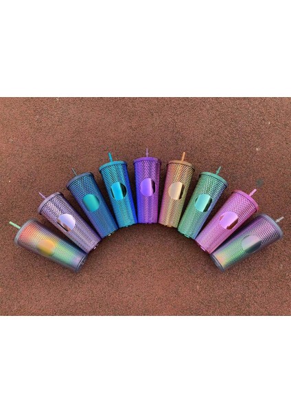Kaplama Siyah 710ML - No Logo Mat Kaplama Çift Duvar Kendin Yap 700ML 710ML 22OZ 24OZ Plastik Elmas Bardak Pipetli Pipetli Bardak Starbks Logosu Yok (Yurt Dışından)