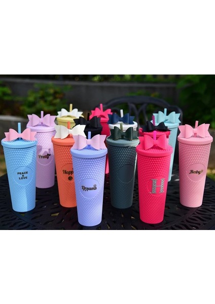 Kaplama Siyah 710ML - No Logo Mat Kaplama Çift Duvar Kendin Yap 700ML 710ML 22OZ 24OZ Plastik Elmas Bardak Pipetli Pipetli Bardak Starbks Logosu Yok (Yurt Dışından)