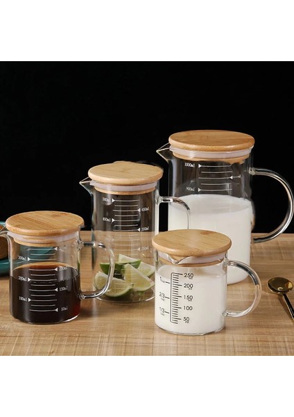 Kapaklı 250/350/500/1000ML Ölçme Bardakları Yaratıcılık Bambu Kapaklı Mezun Kavanoz Su Bardağı Mutfak Ölçme Cam Bardak (Yurt Dışından) modelleri