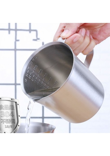 Gümüş 1500ML 1 Adet Ölçüm Kabı 500ML 1000ML 304 Paslanmaz Çelik Kalınlaşmış Ölçüm Kabı 1500ML 2000ML Mutfak Aletleri Kahve/süt Için (Yurt Dışından)
