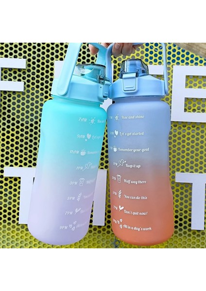3D Çıkartmalar ile 2000 ml 2 Litre Su Şişesi Motivasyon Içme Şişesi Zaman Işaretleyici Çıkartmaları ile Spor Su Şişesi Taşınabilir Yeniden Kullanılabilir Plastik Bardaklar (Yurt Dışından)