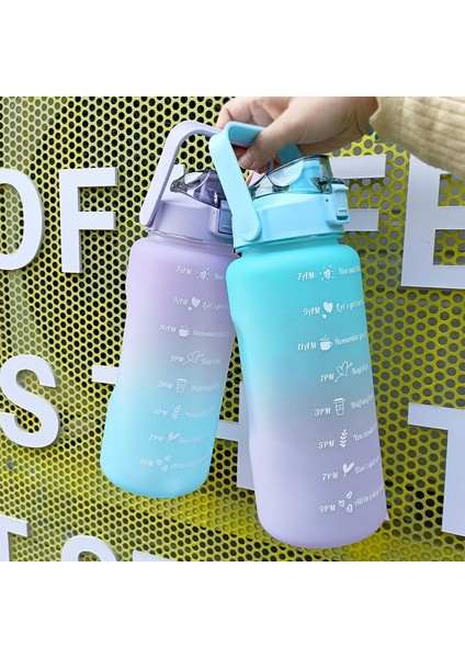 3D Çıkartmalar ile 2000 ml 2 Litre Su Şişesi Motivasyon Içme Şişesi Zaman Işaretleyici Çıkartmaları ile Spor Su Şişesi Taşınabilir Yeniden Kullanılabilir Plastik Bardaklar (Yurt Dışından)