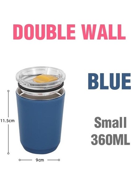 Mavi Küçük Paslanmaz Çelik Su Kapaklı Bardak 360 ml Içme Deliği Isıya Dayanıklı Kahve Kupa Ev Kullanımı Için Isı Yok Seyahat Açık Hediyeler (Yurt Dışından)