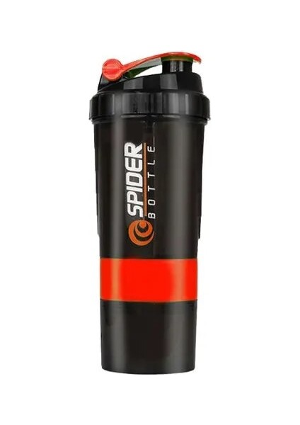 Kırmızı 501-600 ml 3 Katmanlar Shaker Protein Şişesi Toz Shake Bardak Su Şişesi Plastik Karıştırma Kabı Vücut Geliştirme Egzersiz Şişesi (Yurt Dışından)