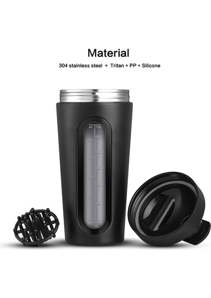 Beyaz Shaker Şişesi 700 M / 28 Oz Paslanmaz Çelik Shaker Şişesi, Çırpma Topu Peynir Altı Suyu Proteini Su Şişesi Sızdırmaz Spor Salonu Mikser Spor Shaker, Win ile (Yurt Dışından) indirimleri