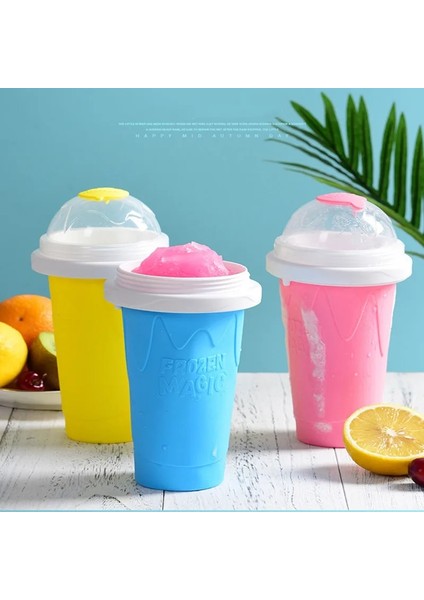 Sarı Smoothies Bardak Dondurma Makinesi Hızlı Dondurulmuş Silikon Sıkma Hızlı Ezilmiş Fincan Dıy Milkshake Şişesi Slushy Ev Yapımı Soğutma Fincan (Yurt Dışından)