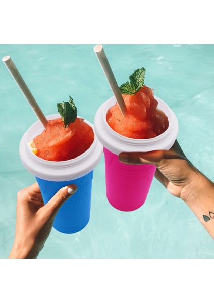 Sarı Smoothies Bardak Dondurma Makinesi Hızlı Dondurulmuş Silikon Sıkma Hızlı Ezilmiş Fincan Dıy Milkshake Şişesi Slushy Ev Yapımı Soğutma Fincan (Yurt Dışından)