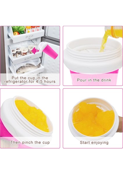 Sarı Smoothies Bardak Dondurma Makinesi Hızlı Dondurulmuş Silikon Sıkma Hızlı Ezilmiş Fincan Dıy Milkshake Şişesi Slushy Ev Yapımı Soğutma Fincan (Yurt Dışından)