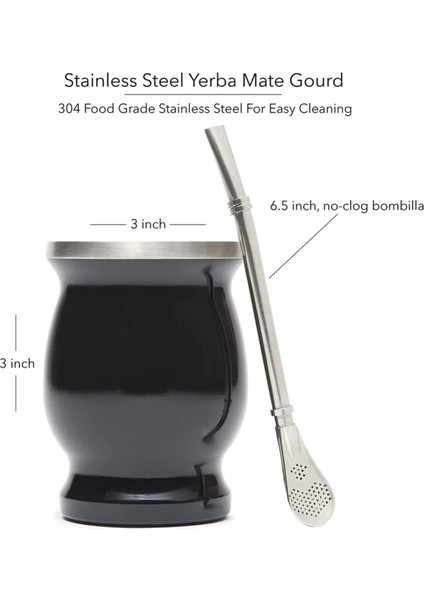 Gri 230 ml Çay Bardağı Arjantin Yalıtımlı Saman Bardak Paslanmaz Çelik Mate Çay Bardağı Temizleme Fırçası ve Saman ile Basit Kabak Fincan 230 ml (Yurt Dışından) modelleri